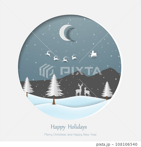 Merry Christmas and Happy new year greeting card,celebrate theme on winter night landscape 108106540