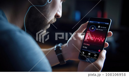 Man with smartphone and health tracking app Man with smartphone and health tracking app 108106958