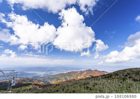 秋の山形蔵王　地蔵山頂駅からみた山形市街方面の俯瞰　山形県山形市 108106980