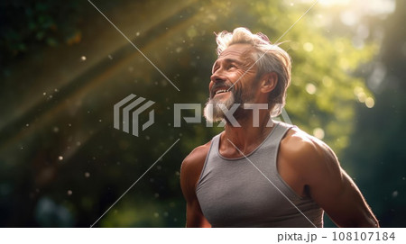 Man in the park doing sports, sunny day Man in the park doing sports, sunny day 108107184