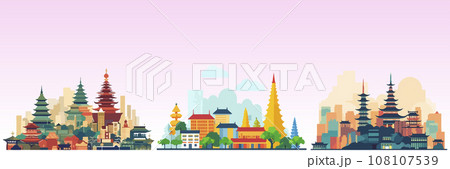 Abstract flat vector illustration of asian city. 108107539