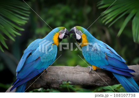 Parrot bird (Severe Macaw) on the branch 108107738
