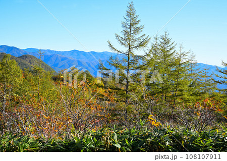 志賀草津高原ルート　殺生河原付近からの眺め　山並の風景　　　　 108107911