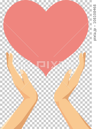 Illustration of a hand holding a red heart 108108468