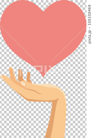 赤いハートを持つ手のイラスト 108108469