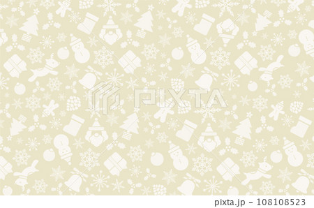 クリスマス柄のシンプルポップでかわいい幾何学パターンの背景素材_ベージュ クリスマス柄のシンプルポップでかわいい幾何学パターンの背景素材_ベージュ 108108523