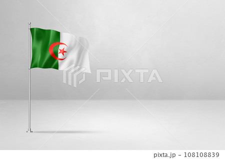 Algerian flag isolated on white concrete wall 108108839