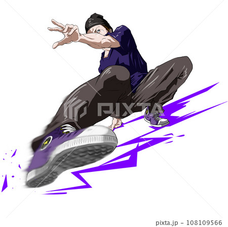 ブレイクダンス/ブレイキンイラスト「フットワーク」 ブレイクダンス/ブレイキンイラスト「フットワーク」 108109566