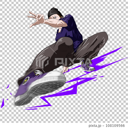 ブレイクダンス/ブレイキンイラスト「フットワーク」 ブレイクダンス/ブレイキンイラスト「フットワーク」 108109566