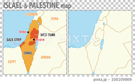 以色列巴勒斯坦週邊地圖，包含和不包含英文地名 108109869