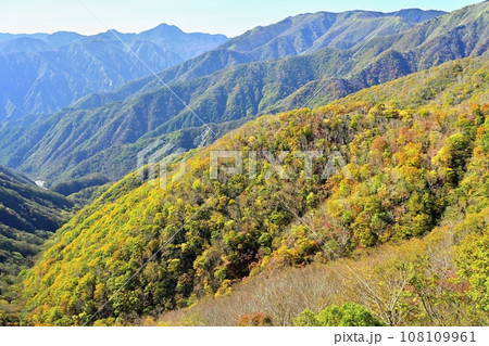 奥日光半月山駐車場からの紅葉の山肌 奥日光半月山駐車場からの紅葉の山肌 108109961