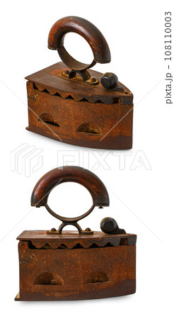 antique cast iron iron isolated on white background 108110003