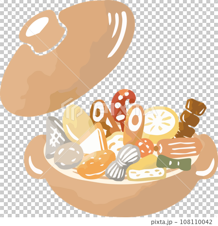 冬季關東煮，鍋，煮食，水彩，手繪，模擬觸摸，插畫素材集 108110042