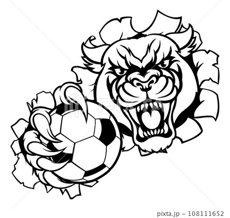 Panther Cougar Jaguar Cat Soccer Football Mascot 108111652