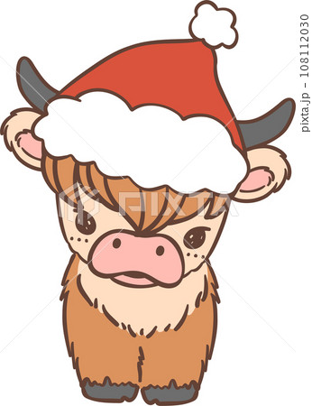 Baby Highland cow with Santa hat Christmas Baby Highland cow with Santa hat Christmas 108112030