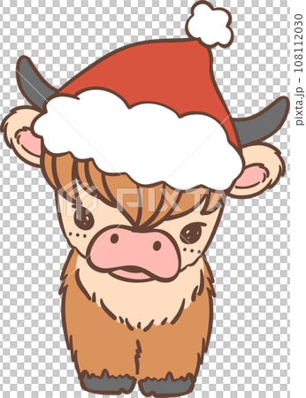 Baby Highland cow with Santa hat Christmas Baby Highland cow with Santa hat Christmas 108112030