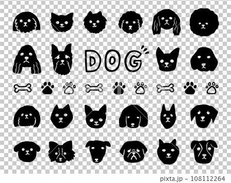 Hand drawn dog icon set monochrome Hand drawn dog icon set monochrome 108112264
