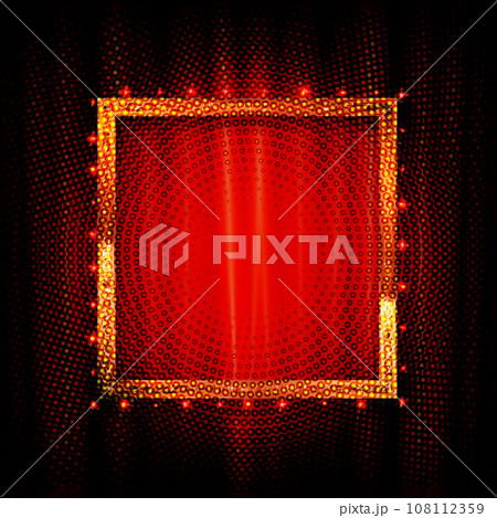 Cinema Theater curve sign red curtain light up banner design background, vector illustration 108112359