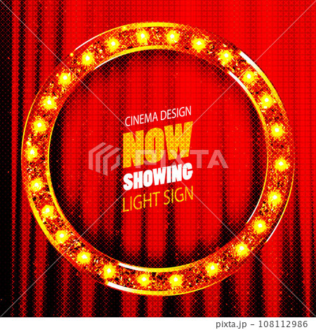Round retro frame with light bulbs. vector illustration Round retro frame with light bulbs. vector illustration 108112986