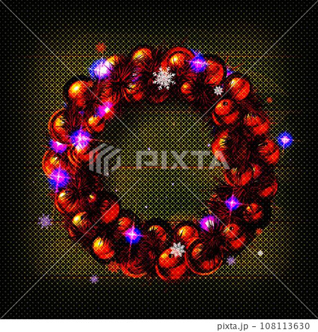 Beautiful Christmas wreath. Dark Background 108113630
