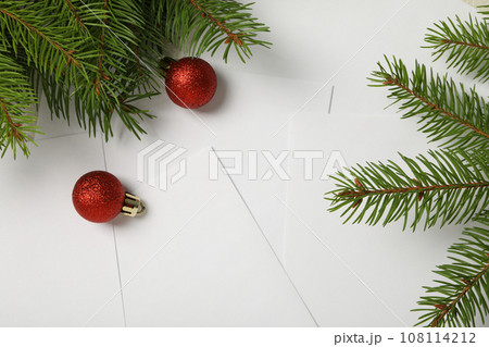 Blank Christmas letter with New Year decoration. 108114212