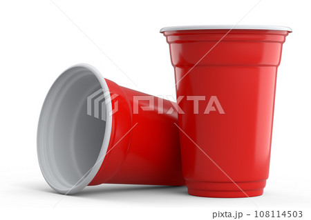 Set of pastic disposable party cup for juice, fresh, beer on white background. Set of pastic disposable party cup for juice, fresh, beer on white background. 108114503