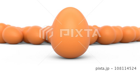 Group of farm raw organic brown chicken eggs in a crowd on white background Group of farm raw organic brown chicken eggs in a crowd on white background 108114524