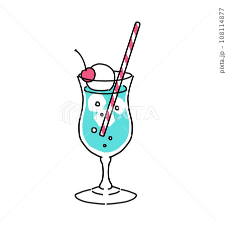 80年代風のコミックタッチで描いたクリームソーダ 80年代風のコミックタッチで描いたクリームソーダ 108114877