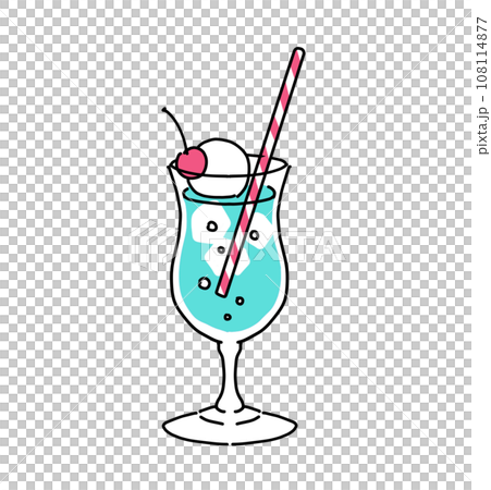 80年代風のコミックタッチで描いたクリームソーダ 80年代風のコミックタッチで描いたクリームソーダ 108114877