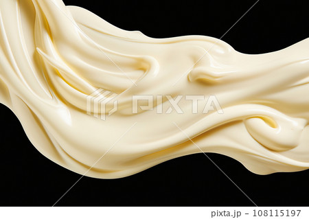 A mass of melted white chocolate. Wave pattern. 108115197