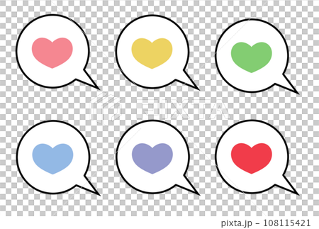 Simple illustration material set of colorful heart mark speech bubbles 108115421