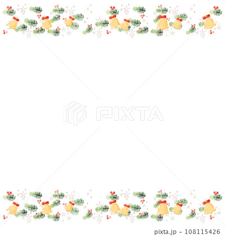 もみの木とクリスマスベルのフレーム(正方形 シンプル） 108115426