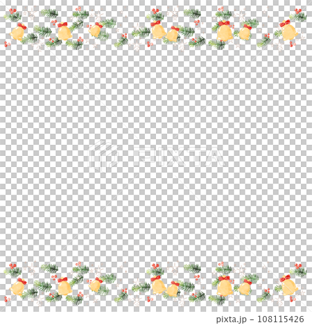 もみの木とクリスマスベルのフレーム(正方形 シンプル） 108115426