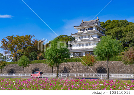 旭城と満開のコスモス〈愛知県尾張旭市〉 旭城と満開のコスモス〈愛知県尾張旭市〉 108116015