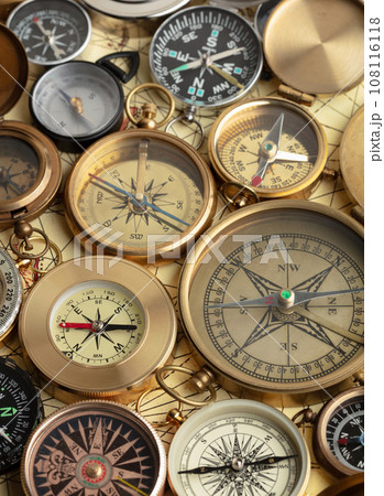 Different compasses on old map 108116118