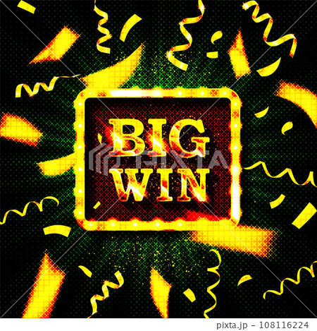 Big win gold text on retro red board vector banner 108116224