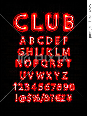 Bar or Casino glowing sign elements. 108116425