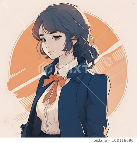 憂いを帯びた表情の少女のイラスト（AI生成画像） 108116696