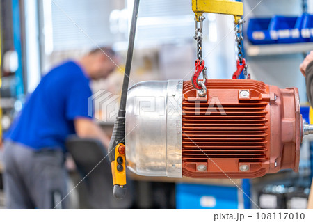 electric motor hung on the production line in the factory electric motor hung on the production line in the factory 108117010
