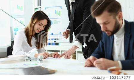 Gorgeous woman in office work Gorgeous woman in office work 108117277