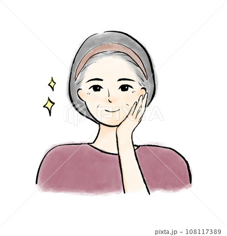洗顔する女性のイラスト 108117389