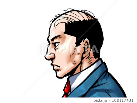 無表情の男性横顔の劇画漫画風イラスト 無表情の男性横顔の劇画漫画風イラスト 108117431