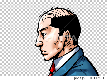 無表情の男性横顔の劇画漫画風イラスト 無表情の男性横顔の劇画漫画風イラスト 108117431