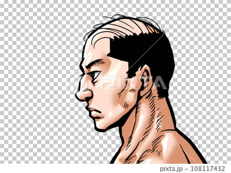 一個面無表情的男性輪廓的圖形漫畫風格插圖 一個面無表情的男性輪廓的圖形漫畫風格插圖 108117432