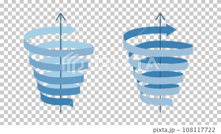 Set of ribbon ribbon arrows rising in a spiral spiral 108117722