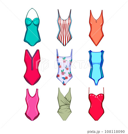 swimsuit woman set cartoon vector illustration swimsuit woman set cartoon vector illustration 108118090