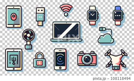 智慧型手錶和智慧型手機小工具的圖示集（生成 AI） 108118494