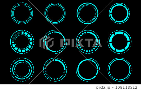 Set of sci fi blue circle user interface elements technology futuristic design modern creative on black background vector Set of sci fi blue circle user interface elements technology futuristic design modern creative on black background vector 108118512