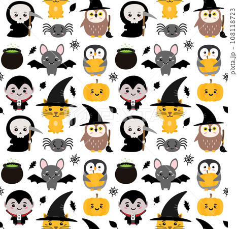 Vector seamless pattern of Halloween characters 108118723