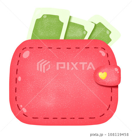 Cartoon red wallet and money, finance icon illustration 108119458